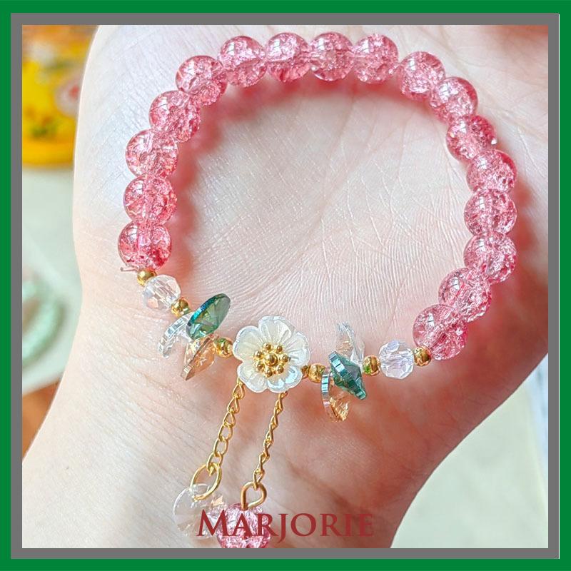 Gelang Manik-Manik Kristal Desain Bunga Gaya Korea Untuk Wanita-MJD