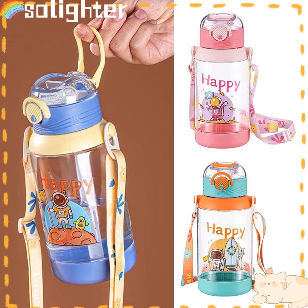 Solighter 700ML Botol Air Minum Outdoor Lucu Dengan Sedotan Bounce Sedotan Kartun Perlengkapan Minum