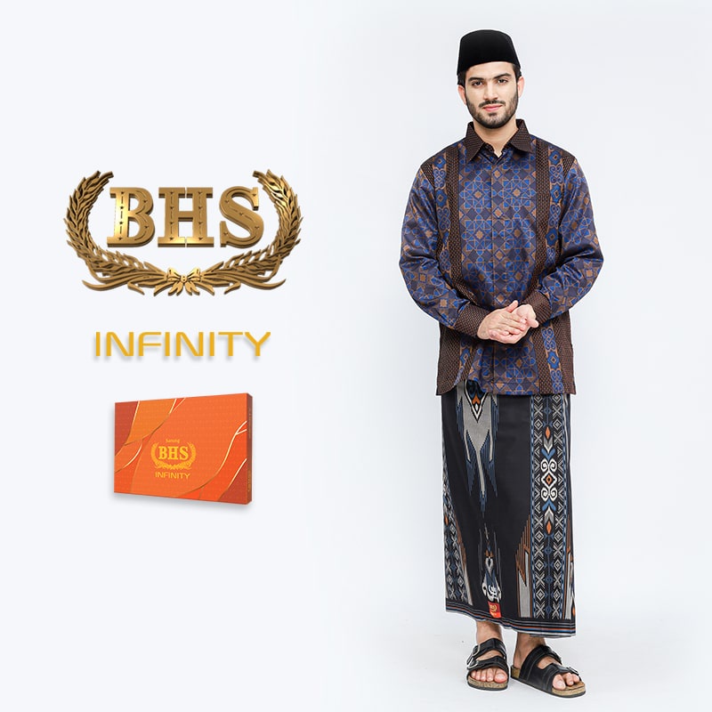 Sarung BHS Infinity Gold Motif V32 PKD Hitam Biru / BHS COD/ BHS MURAH/ BHS FULL TAG / HAMPERS LEBAR