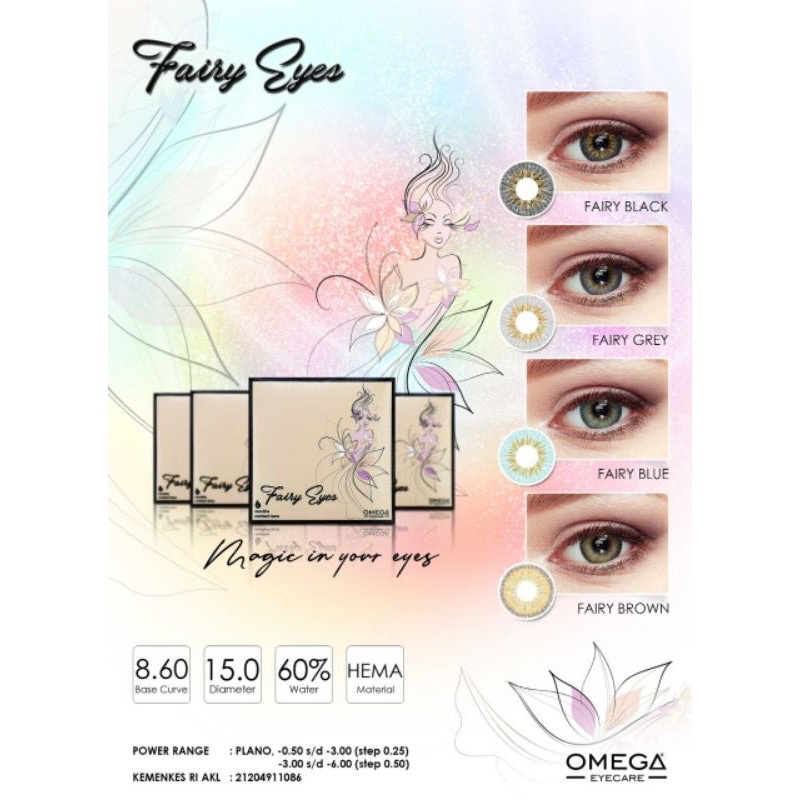 SOFTLENS FAIRY EYES BY OMEGA 15mm PLANO/NORMAL ONLY