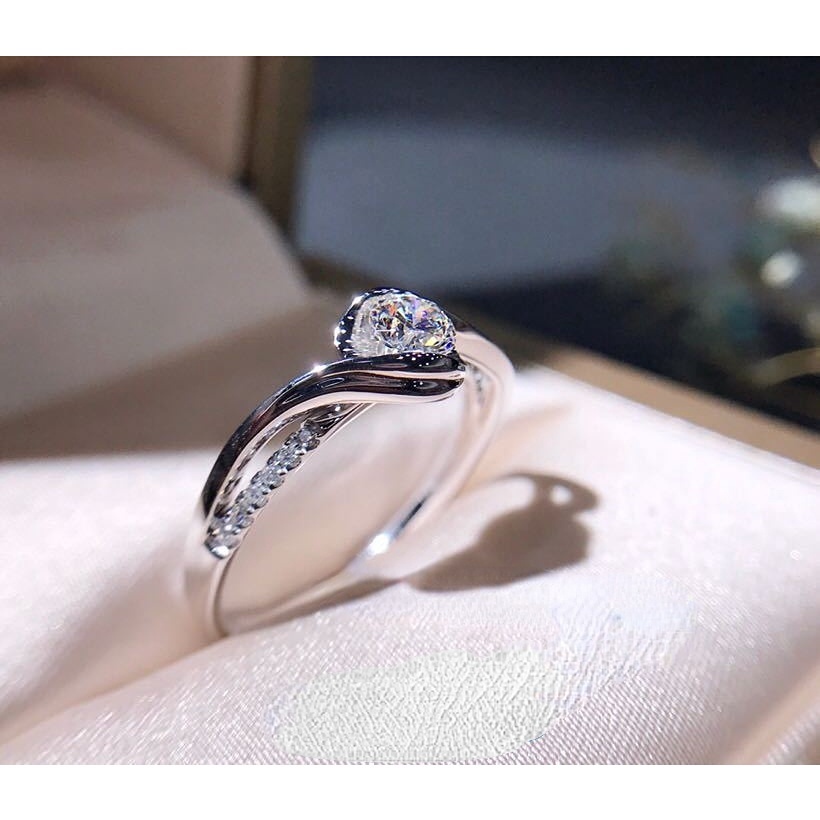 Goldkingdom Fashion Perhiasan Aksesoris Ready Stock Eropa Dan Amerika Super Flash Bor Karat Delapan Hati Delapan Panah Pertunangan Cincin Perempuan