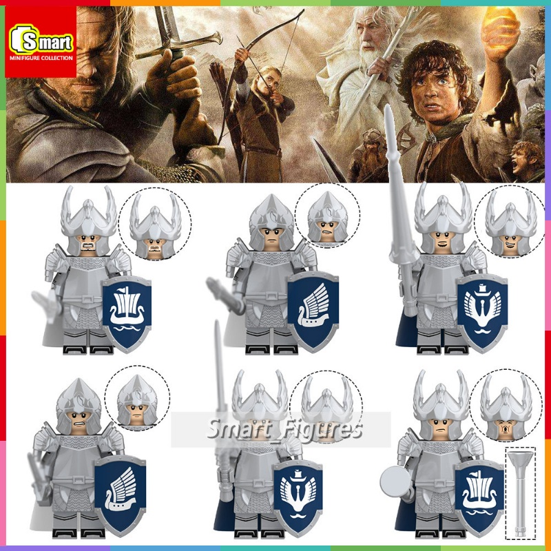 Lord of The Rings Minifigure Swan Knights Phalanx Commander Spear Guard Pedang Penjaga Boneka Mini Rakitan Blok Bangunan Mainan