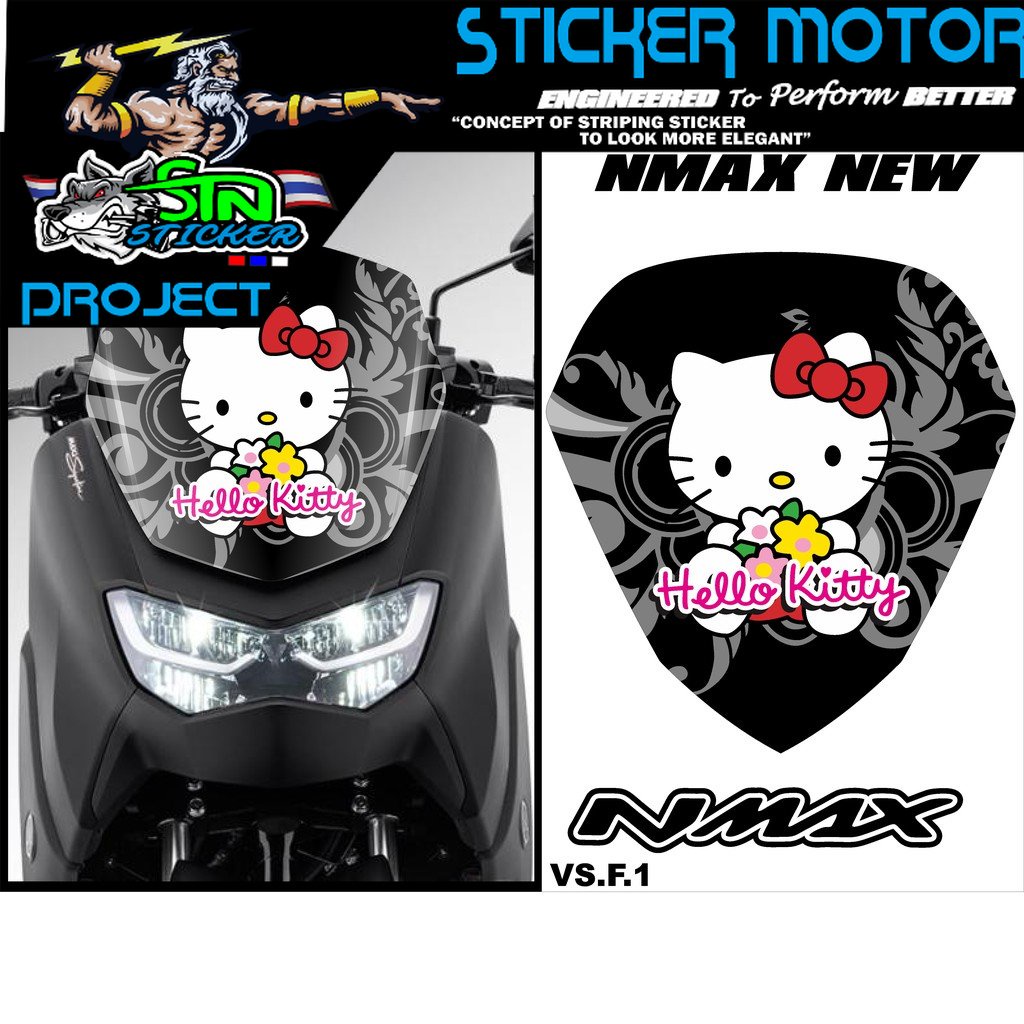 Sticker Decal Visor Wienshild New Nmax 2020 variasi Hello Kitty 006