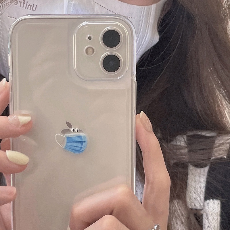 IPHONE Ins Logo Lucu Masker Bedah Dengan Mata Simple Desing Transparan Phone Case Covers Untuk Iphone7 8 PLUS X XR XS 11 12 13 14 mini PRO MAX SE 2020