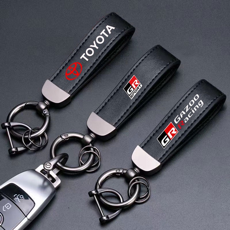 Gantungan Kunci Mobil Toyota High Grade Kulit High Quality Key Chain Untuk GR Sport TRD VIos Yaris Corolla Cross Veloz Wish Revo CHR Avanza Fortuner Rush Innova raize Aksesoris Cetik