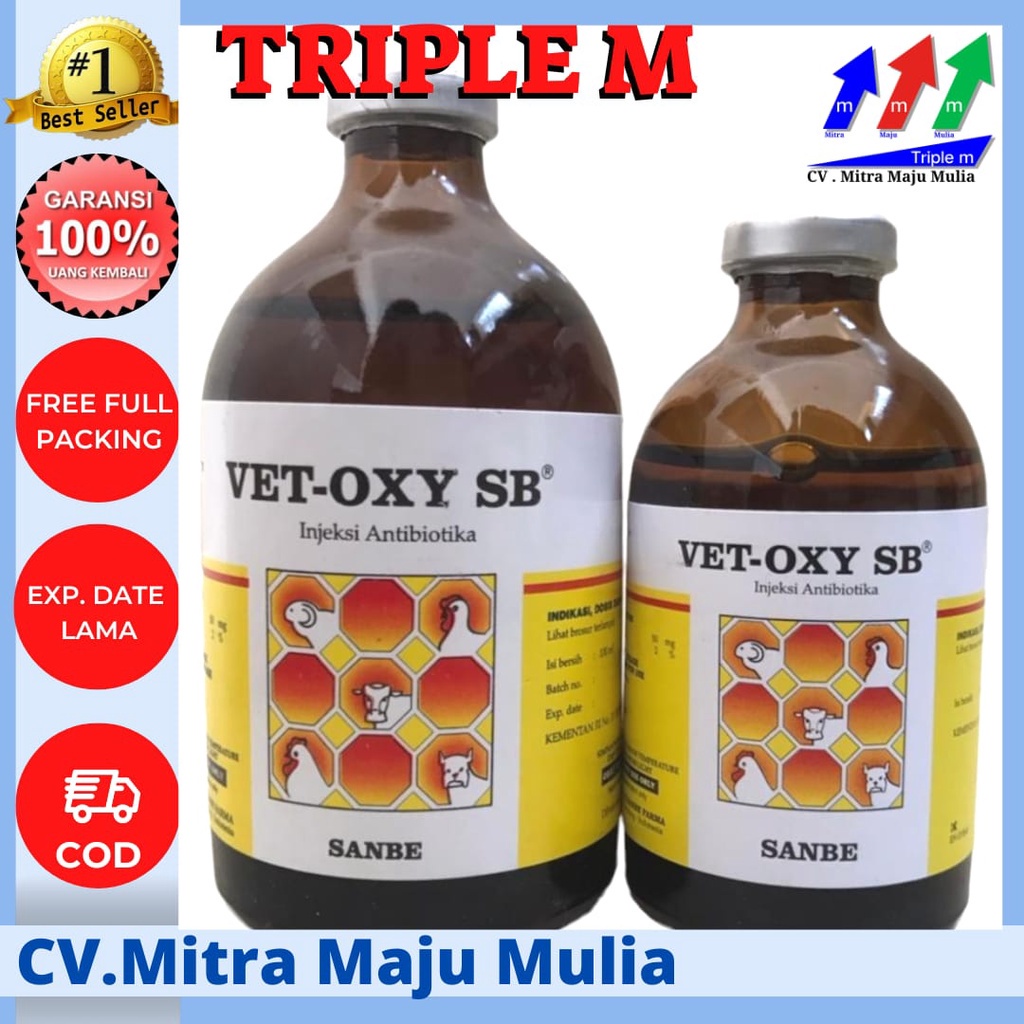 VET OXY SB Vol 50 ml dan 100ml - Antibiotik Hewan Sanbe