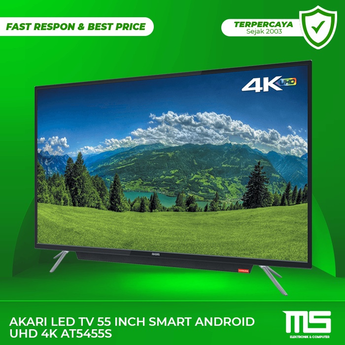 AKARI LED TV 55 INCH SMART ANDROID UHD 4k AT5455S