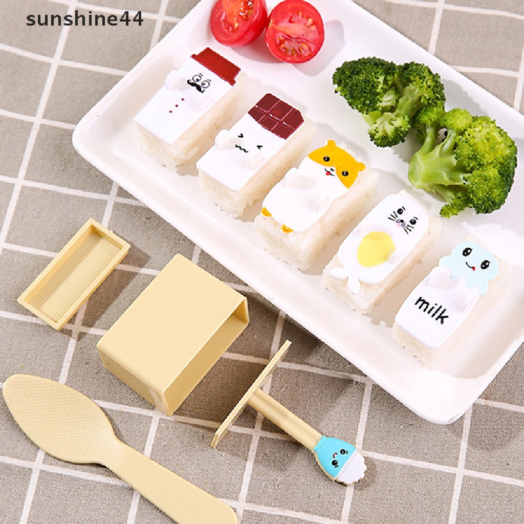 Sunshine 1Set Cetakan Nasi Bola Sushi Kubus Kecil Dengan Sendok DIY Non Stick Sushi Maker Mold ID