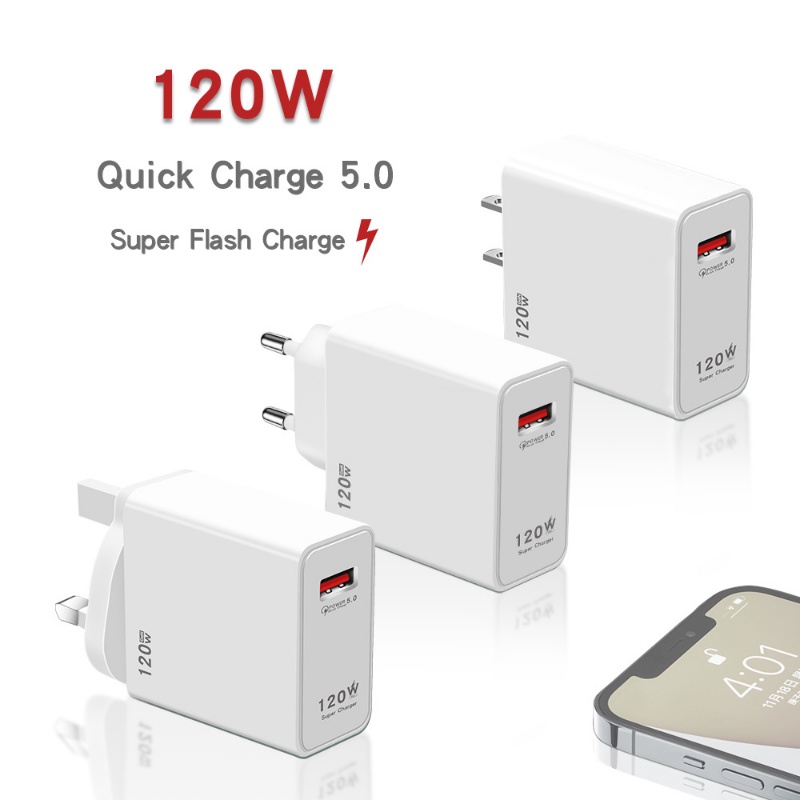 120w Putih Kualitas Tinggi Bahan Tahan Api Pengisian USB Ponsel Dinding Charger Adaptor EU/US/UK Plug Charge 5.0 Charger Untuk Ponsel Seri Xiaomi