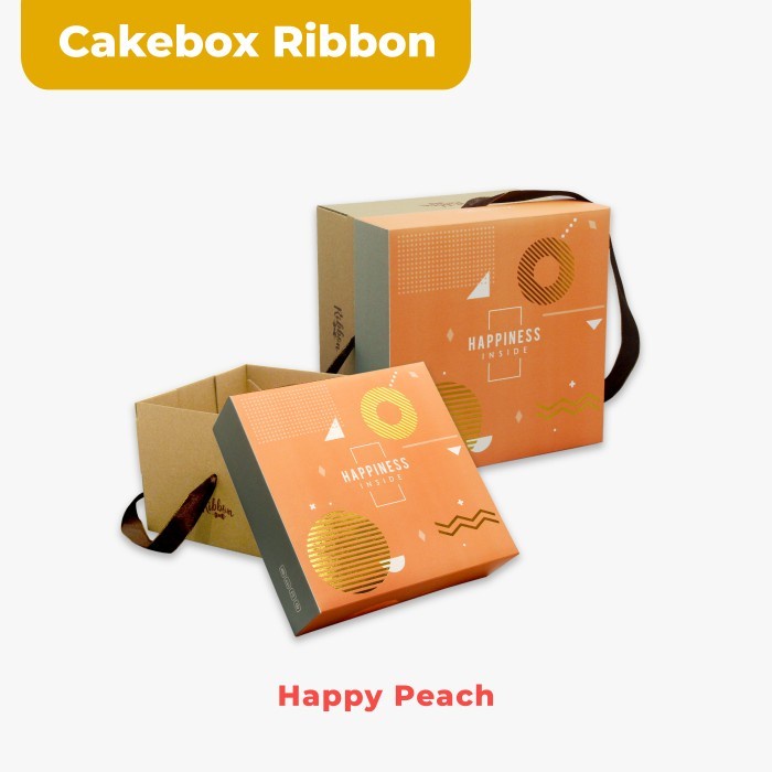 

⭐BISA COD⭐ Cake Box/Packaging kue/kotak Kue/kemasan kue Ribbon Double Wall uk 22 - Happy Peach