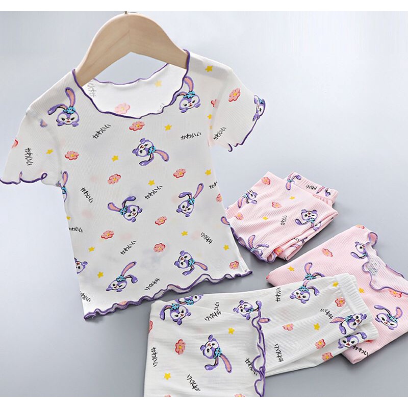 GROSIRTAS TG1681 Set Baju Tidur Anak Perempuan Import Motif Duffy Pakaian Rumah Lengan Pendek