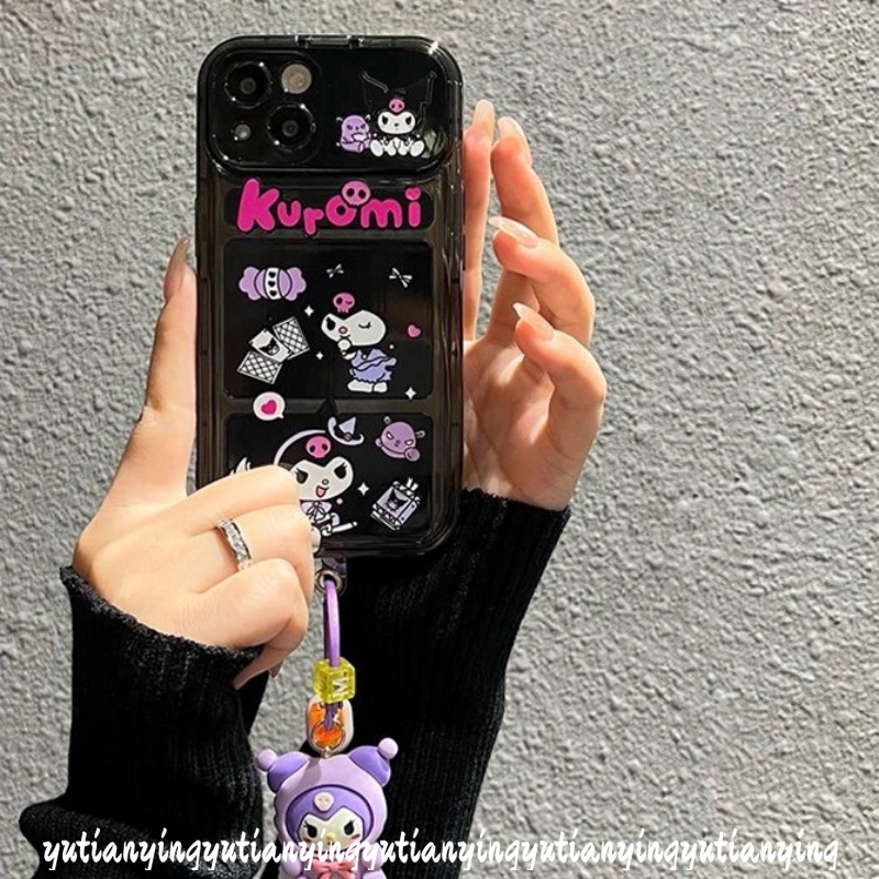 IPHONE Lovely Case Kompatibel Untuk Iphone11 13 14 12 Pro MAX XR 78 Plus X XS MAX SE 2020 Kreatif Lucu Kartun Kuromi Lembut TPU Flip Make Up Cermin Ponsel Penutup Belakang