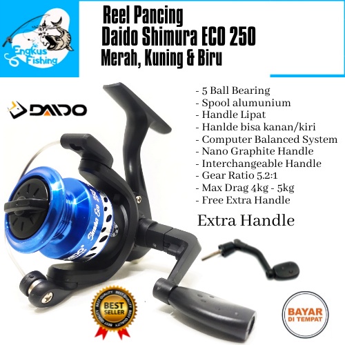 Reel Pancing Daido New Simura Eco 250 GRATIS Handle (5 Bearing) Spool Alumunium Murah - Engkus Fishing