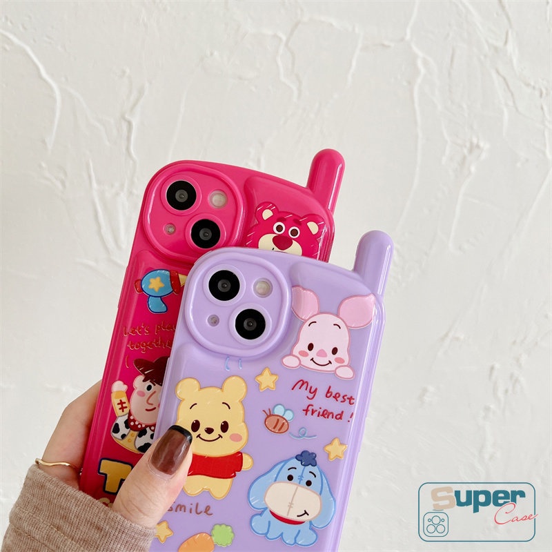 IPHONE Casing Manyo Beruang Strawberry Lucu Kompatibel Untuk Iphone7 8 Plus XR X 7Plus 11 13 12 14 Pro MAX XS MAX SE 2020 Toy Story Kepribadian Kreatif Bentuk Ponsel Retro Glossy Soft Tpu Case