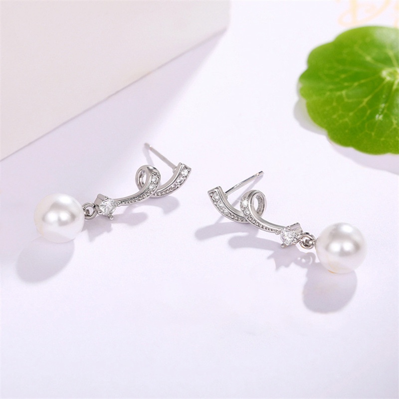 Anting Pernikahan Pengantin Wanita Temperamen Warna Silver Anting Menjuntai Mutiara Imitasi Elegan Perhiasan Trendi Baru Untuk Wanita