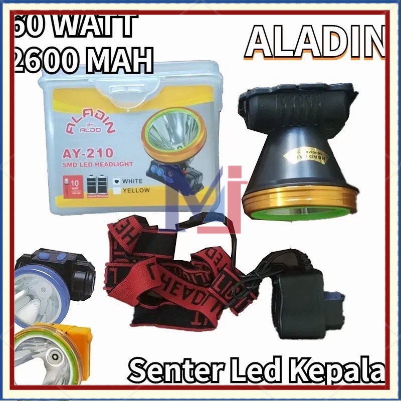 【COD】ALADIN Senter Led Kepala Headlamp Charge 60W