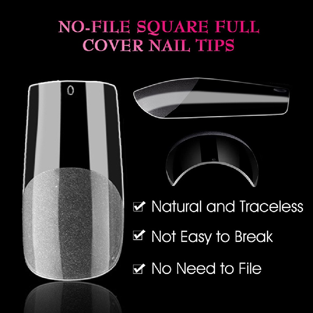 [HOT] 240pcs Tips Kuku Bening Salon Rumah DIY Ballerina Manicure Full Cover Kuku Palsu [ID]