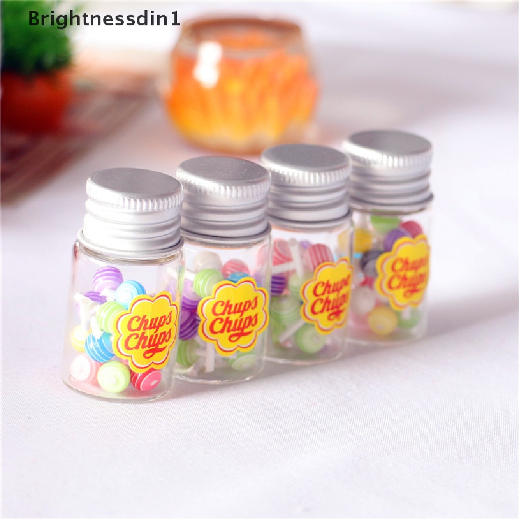 [Brightnessdin1] 1per12rumah Boneka Miniatur Makanan Dessert Gula Lolipop Dengan Case Holder Candys Boutique