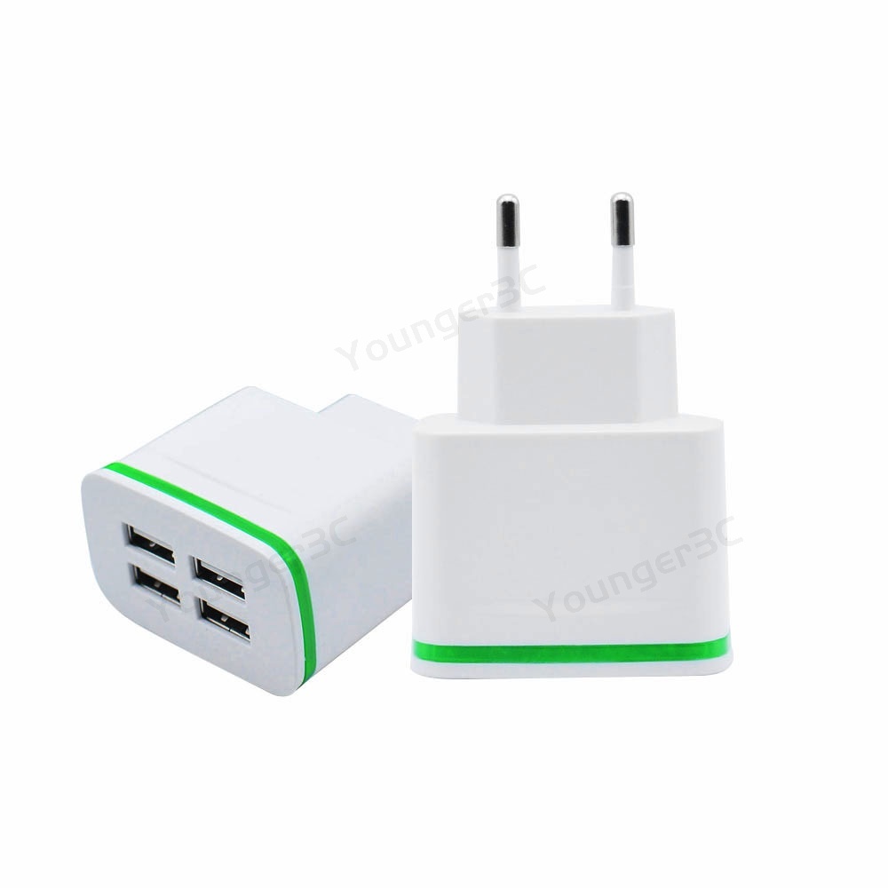 4usb Port Charger Lampu Led 5V 20W Eu Fast Charger Adapter IC Cerdas Multi-Usb Interface Charger Perjalanan