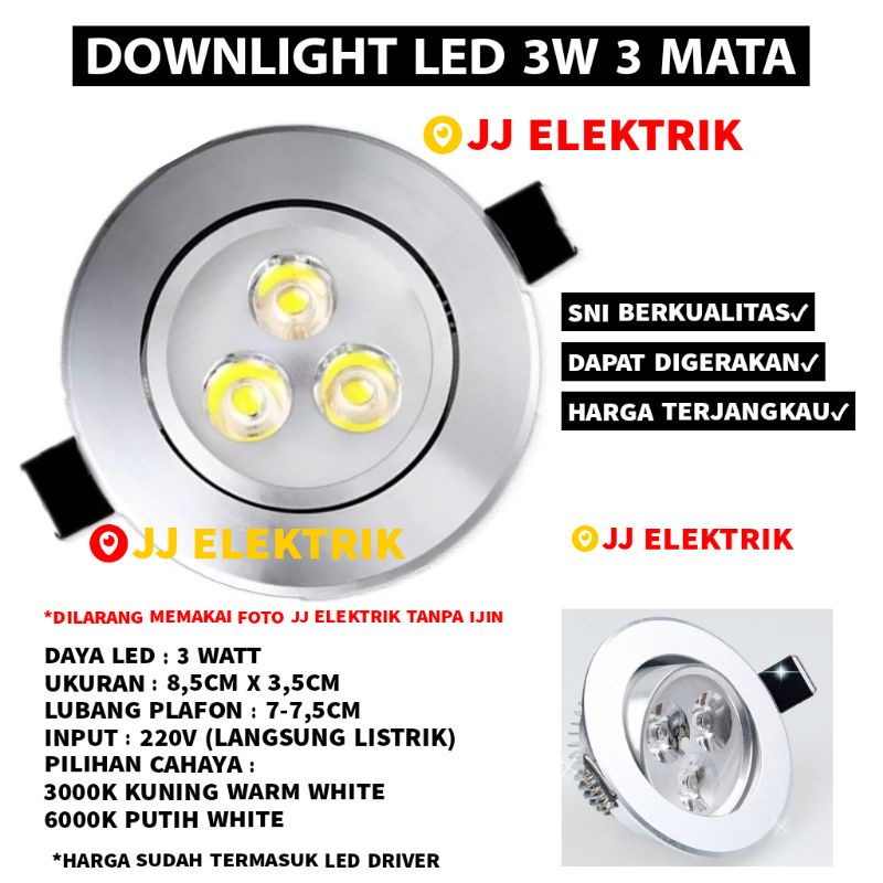 BEST SELLER Lampu Downlight LED 3W/5W/7W Lampu Spotlight 3/5/7 Watt Cahaya Kuning Warm White Kuning 