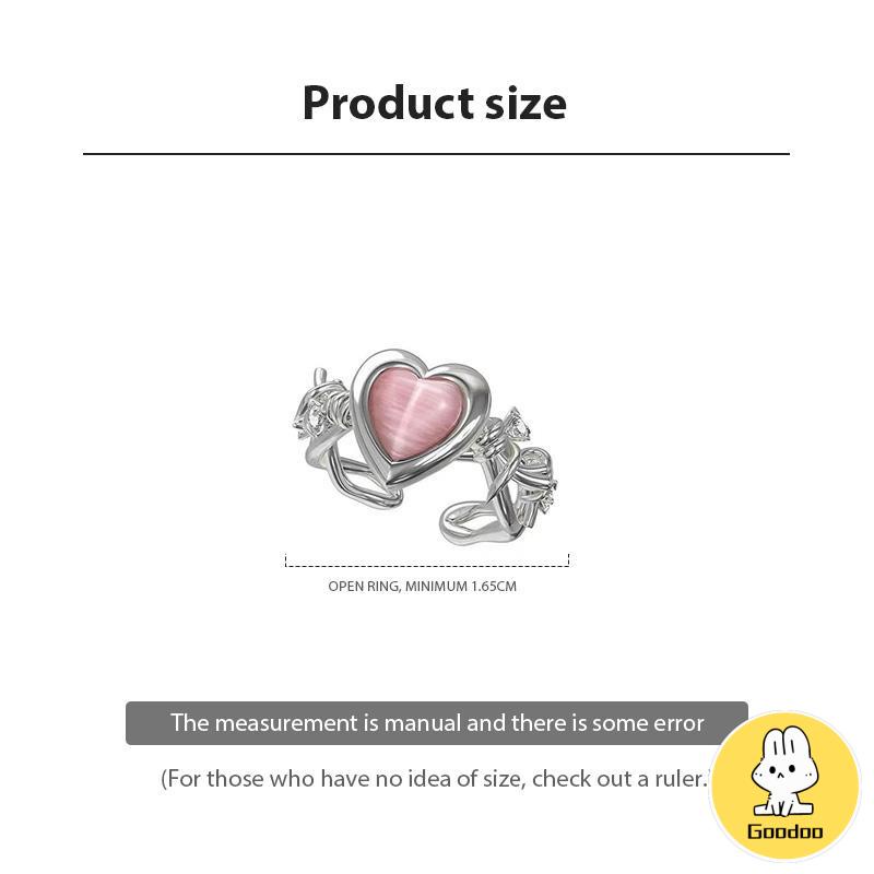 Rasa Desain Pink Love Thorn Opal Zirkon Cincin  Wanita Cincin Fashion Keren Manis -Doo