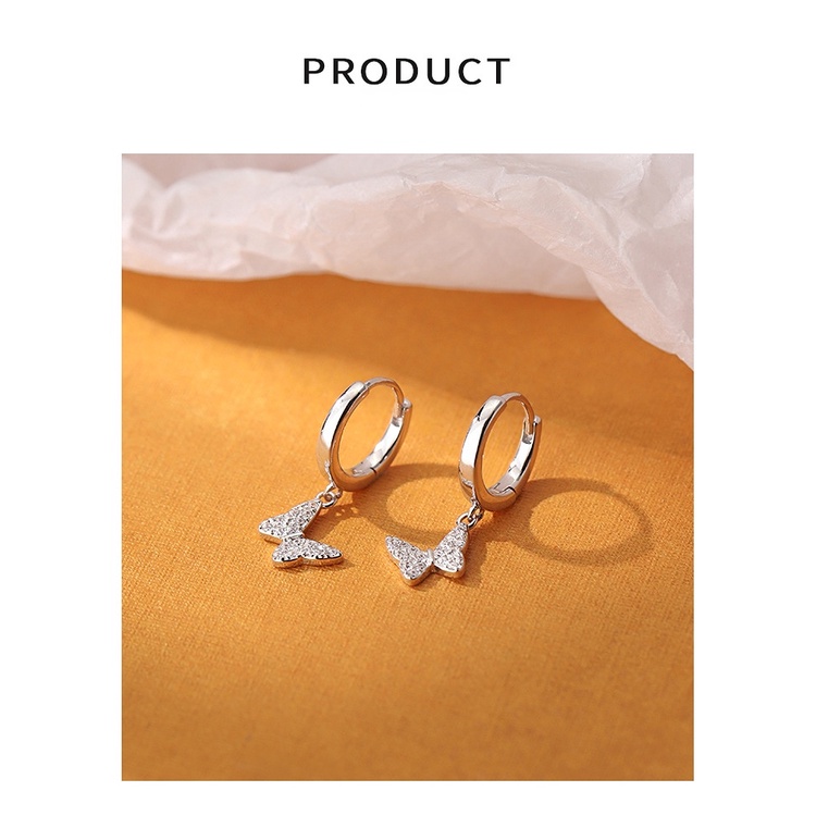 Goldkingdom Aksesoris Perhiasan Fashion Ready Stock S925 Sterling Silver Anting Kupu-Kupu, Sen Peri Anting Udara, Lembut Dan Fleksibel Anting Pejantan, Anting, Anting