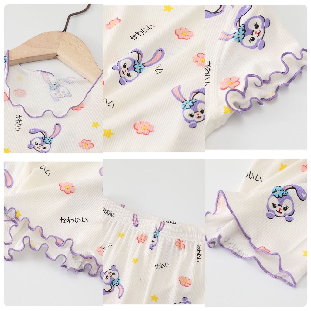 GROSIRTAS TG1681 Set Baju Tidur Anak Perempuan Import Motif Duffy Pakaian Rumah Lengan Pendek