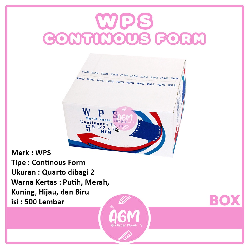 

WPS Continous Form 5 Ply 9 1/2 X 11/2 NCR Ukuran Quarto - Per Box