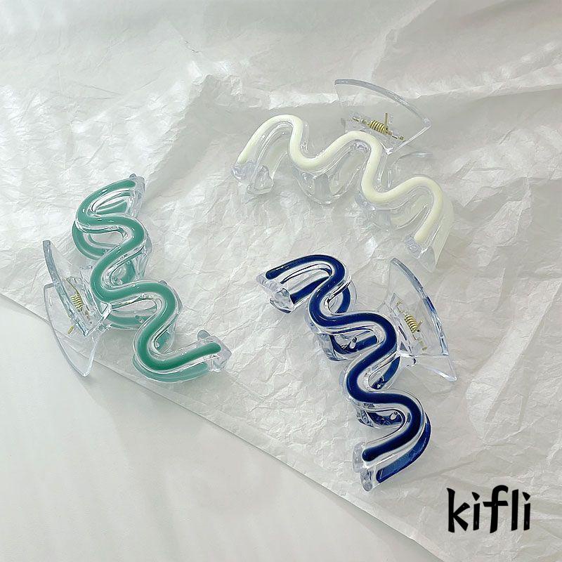 [KD] Jepit Rambut Hair Claw Clip W-shaped Drop Glaze Warna Polos Menyegarkan Musim Panas