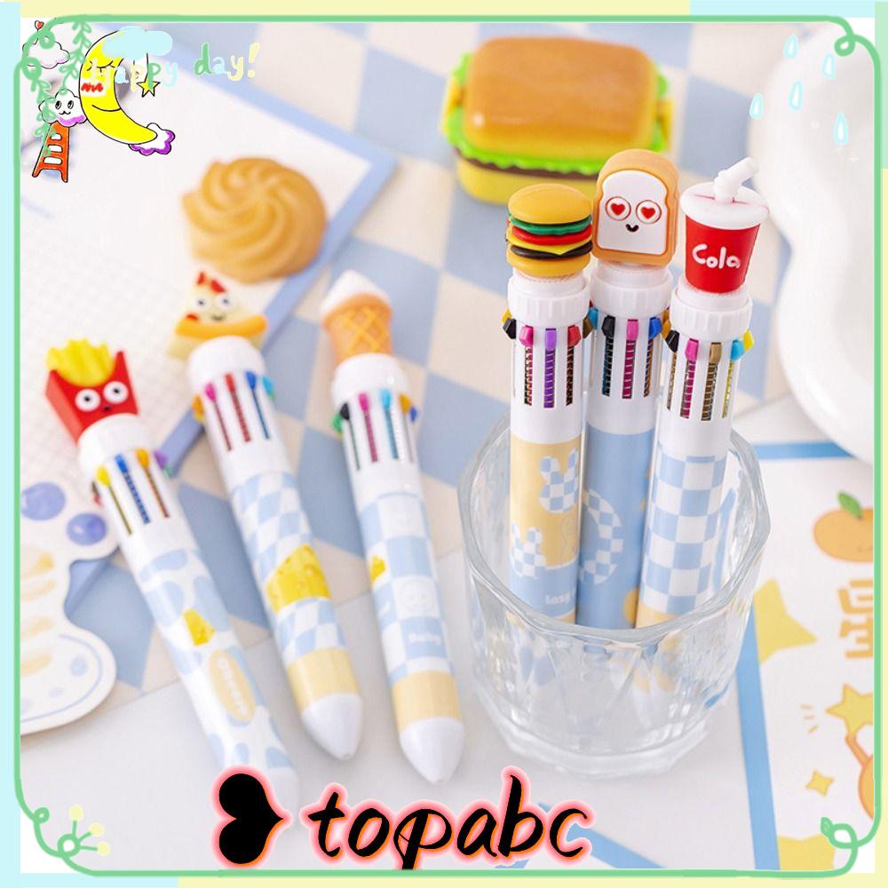 Top 3PCS/set Bolpoin 10warna Perlengkapan Kantor Sekolah Hadiah Siswa Alat Tulis Press Type Gel Pen