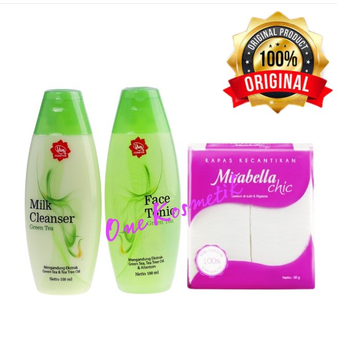 Viva Paket Anti Flek Noda Hitam Jerawat Milk TONIK GREEN TEA KAPAS DAY NIGHT WHITENING SUNSCREEN CLEAN MASK