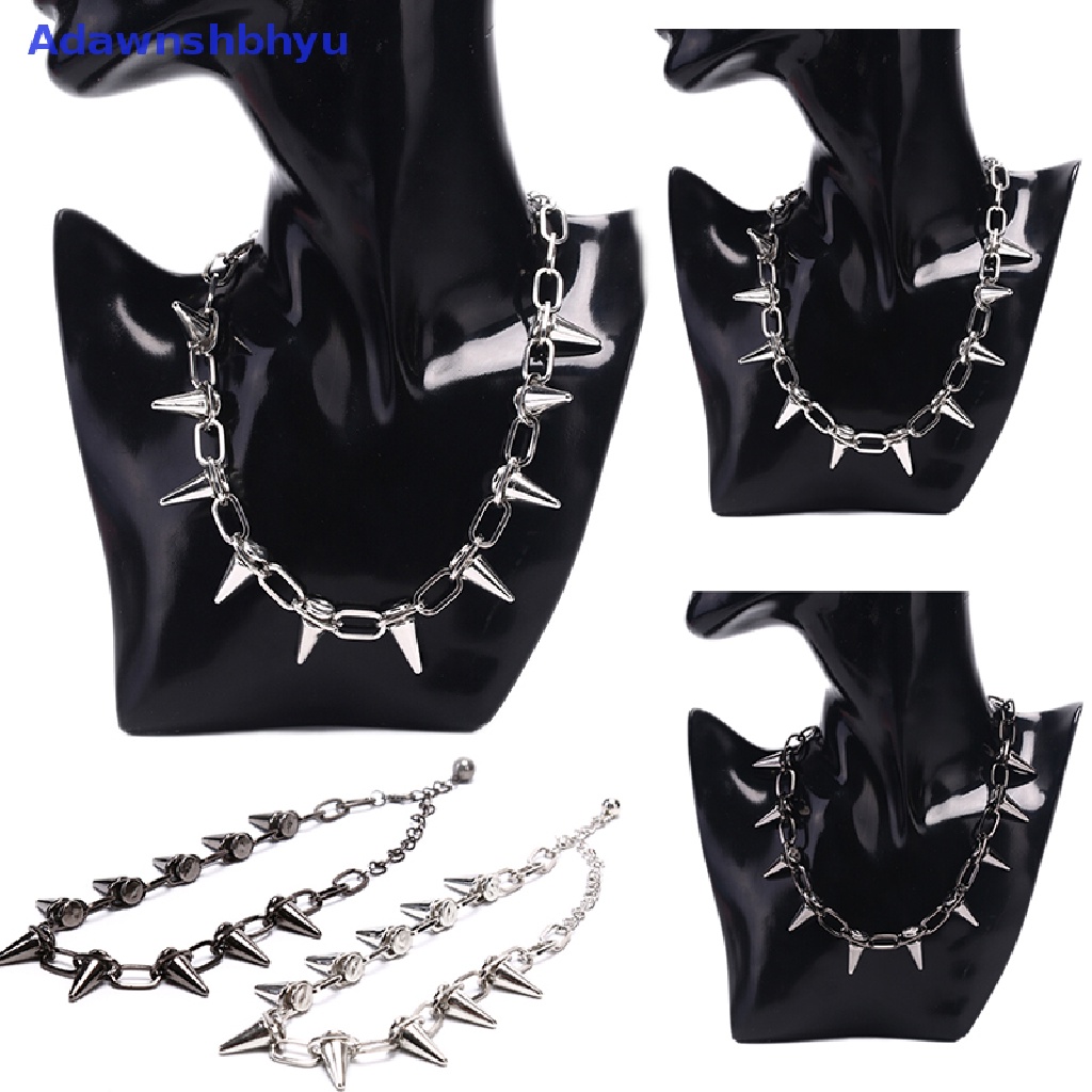 Adhyu Baru Spike Rivet Punk Kerah Kalung Goth Rock Biker Link Rantai Choker Perhiasan ID