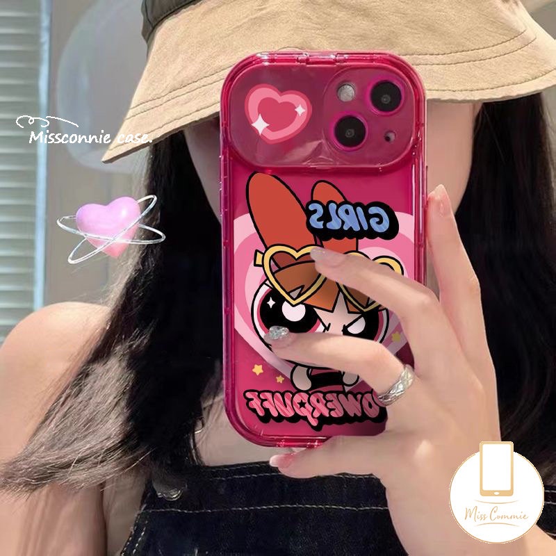 IPHONE Kartun The Powerpuff Girls Case Kompatibel Untuk Iphone11Xr 7 8 14 Plus 11 14 13 12 Pro MAX X XS MAX SE 2020 Ins Kreatif Flip Make Up Cermin Shockproof Lembut TPU Cover