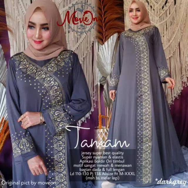 GAMIS SYARI JUMBO JERSEY TAMAM MAXY BY MOVEON GAMIS ARABIAN LD 110 MELAR SAMPAI 130 PB 138 BAHAN MEL
