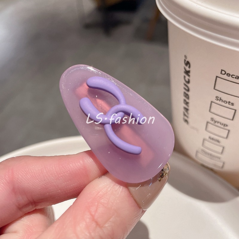 Fantasi Baru Ungu Min Huruf Jepit Rambut Korea Fashion Lucu Acrylic Hairpin Aksesoris Rambut Wanita Murah