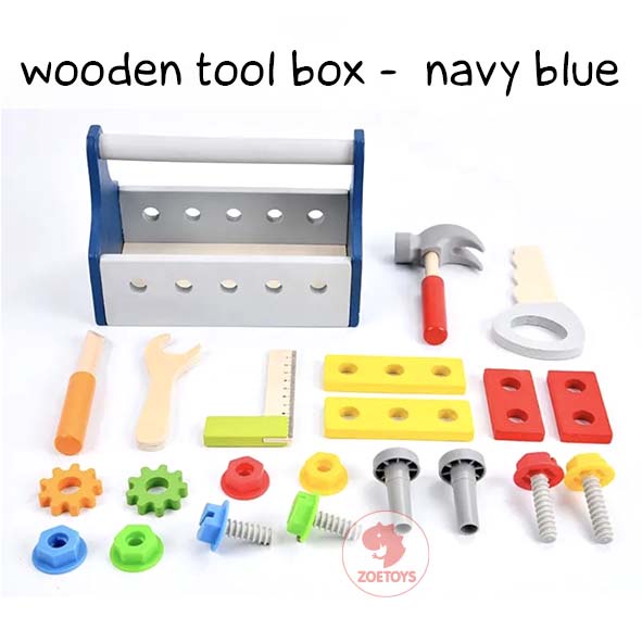 Zoetoys Wooden Tool Box | Mainan Alat Tukang Perkakas Kayu Konstruksi Pretend Play Tools Set Kit | Mainan Edukasi Anak