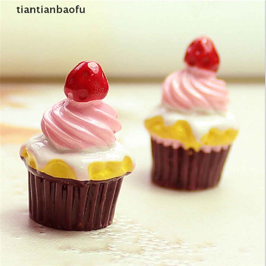 [tiantianbaofu] 3 Pcs Strawberry Kue Miniatur Makanan Model Aksesoris Rumah Boneka Butik