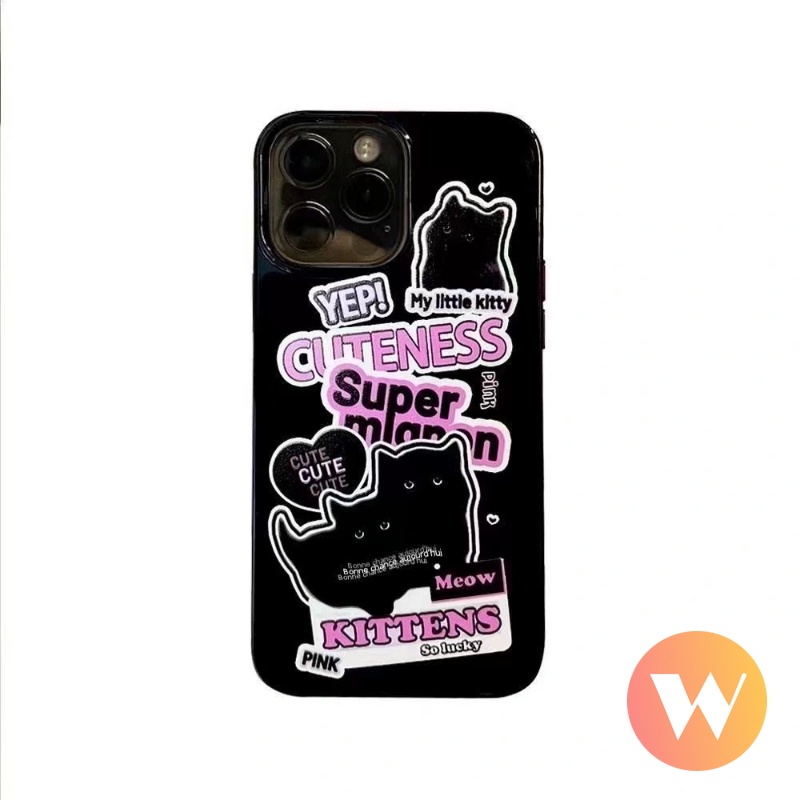 IPHONE Casing Kucing Kartun Lucu Kompatibel Untuk Iphone11 13 14 12 Pro Max XR 7 8 Plus 7plus X XS Max SE 2020 Perlindungan Kamera Tahan Guncangan Glossy Soft Cover