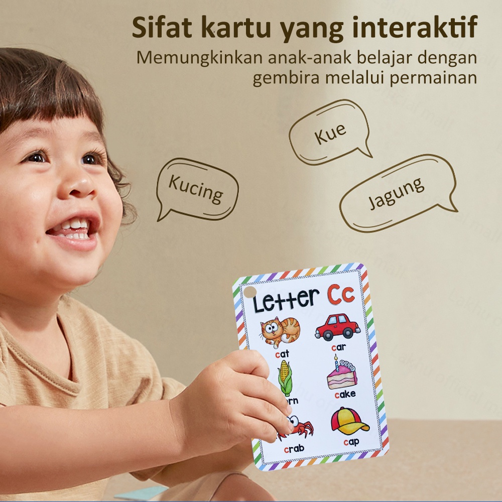 Lakhu Flash Card Huruf Mainan Edukasi Kartu Pintar Anak Balita