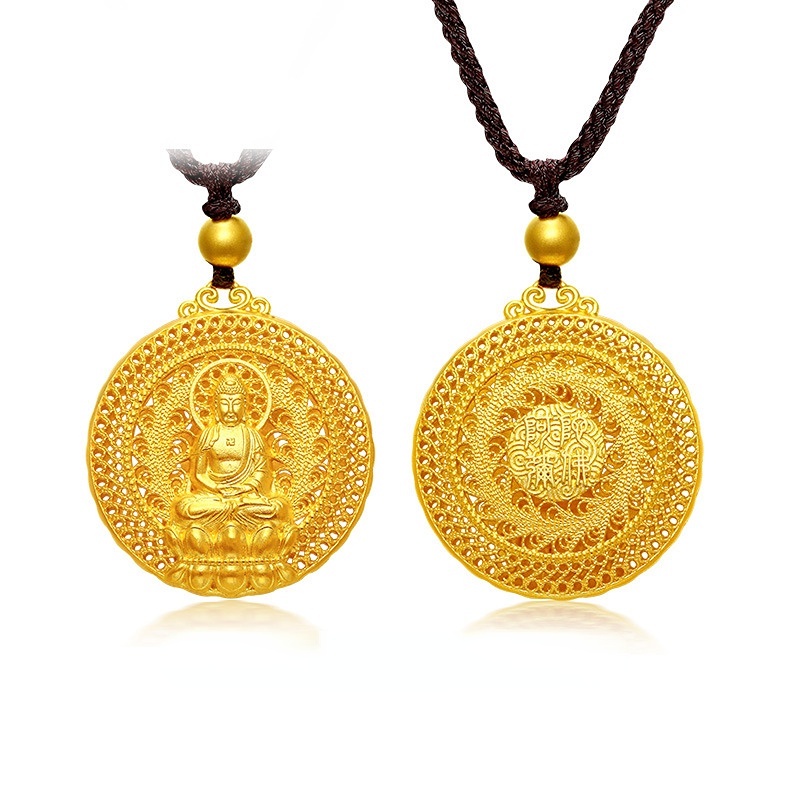 Goldkingdom Aksesoris Perhiasan Fashion Ready Stock Kalung Buddha Liontin Vietnam Berlapis Emas Kuno Untuk Pria Dan Wanita