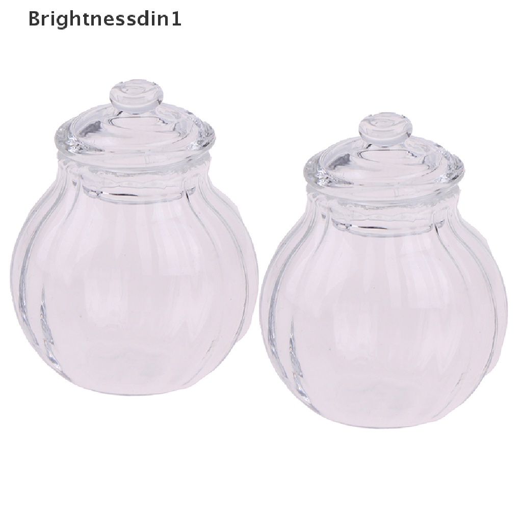 [Brightnessdin1] 1: 12rumah Boneka Miniatur Botol Kaca Bulat Candy Jar Mini Candy Bottle Model Butik