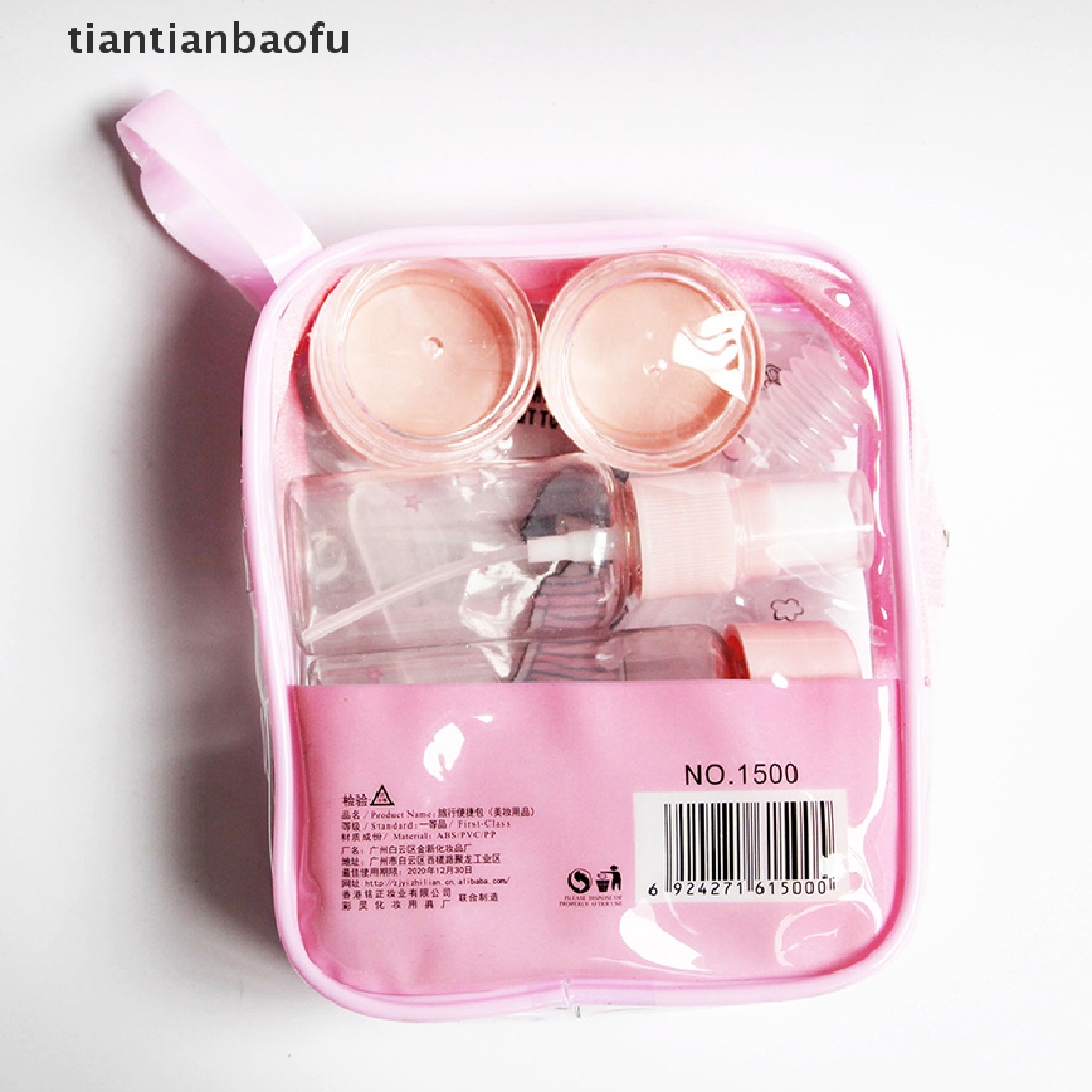 [tiantianbaofu] 7pcs/set Travel Botol Isi Ulang Botol Kosong Cream Lotion Emulsion Butik