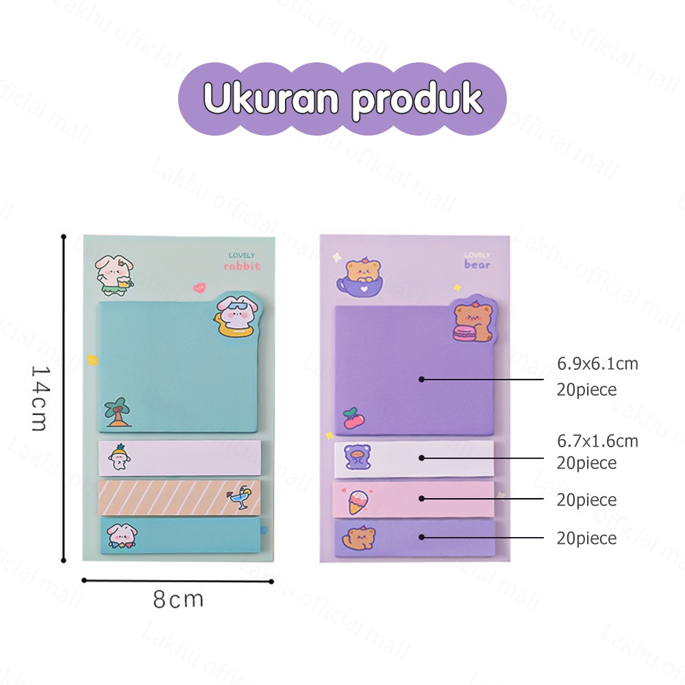 Lakhu Sticky Notes / Pembatas Buku Karakter Lucu/Memo Stick