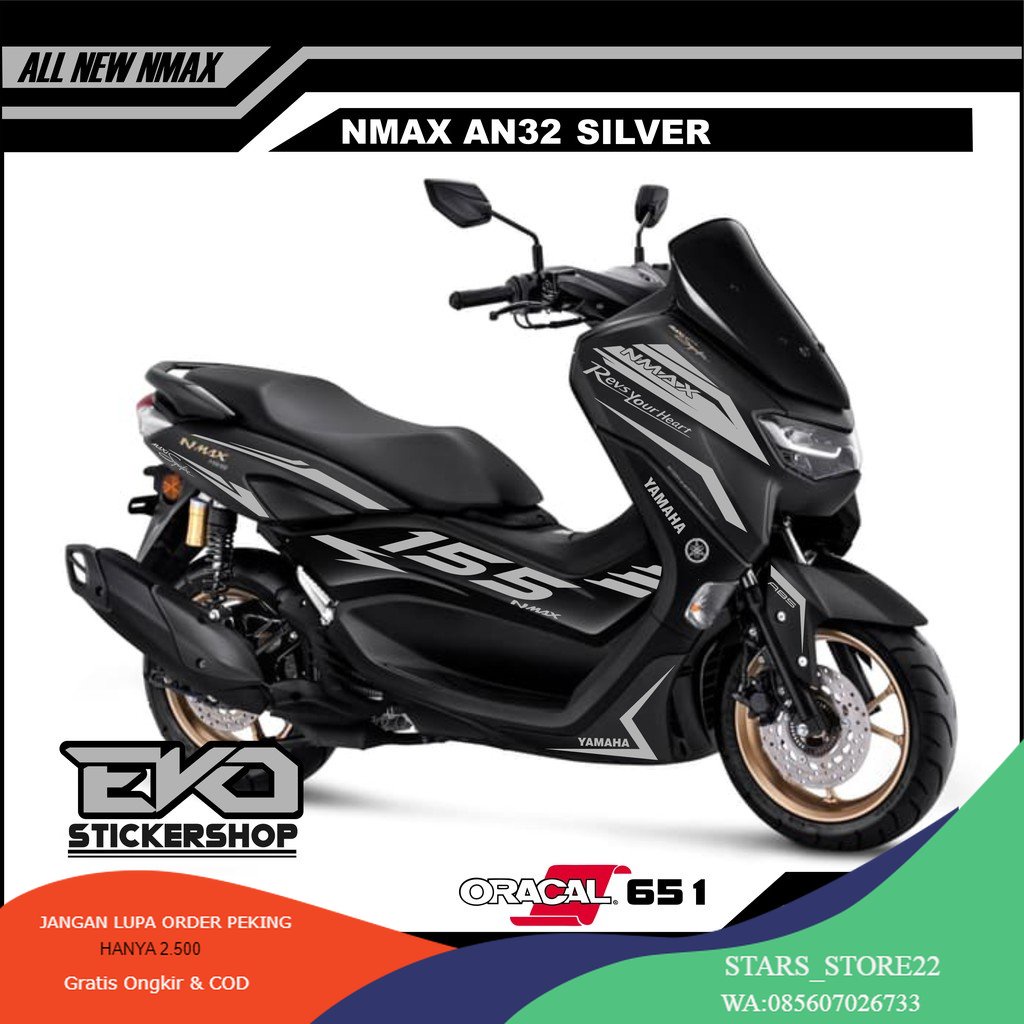 (PREMIUM) STIKER ALL NEW NMAX HITAM CUTTING STICKER SILVER AN32 NEW DESAIN 2023
