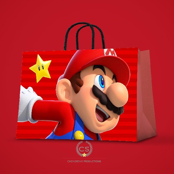 

⭐BISA COD⭐ Paperbag super mario/paper bag kado/paper bag custom/goodie bag - 2, Jumbo