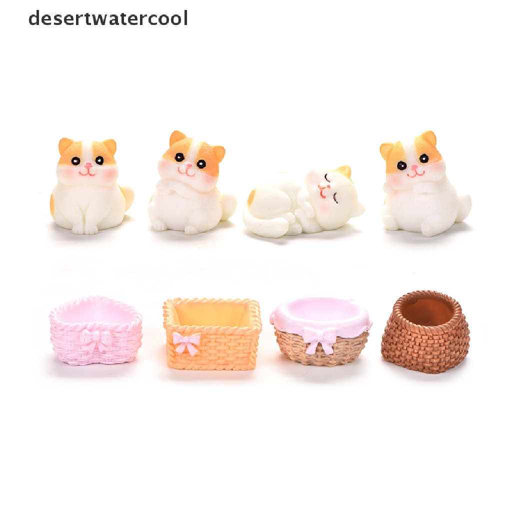 Deid Bermotif Orange Cat Series Micro Landscape Orange Kucing Keranjang Resin Dekorasi Martijn