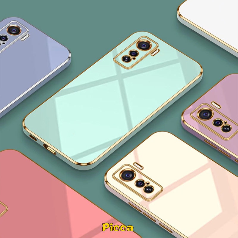 Casing Samsung A13 A50 A12 A50s A30s A32 A33 A53 5G A31 A22 M22 M32 F22 M12 Ultra-Tipis Plating Halus Soild Color Glitter Lembut Anti Jatuh Electroplate Mewah Cover Pelindung