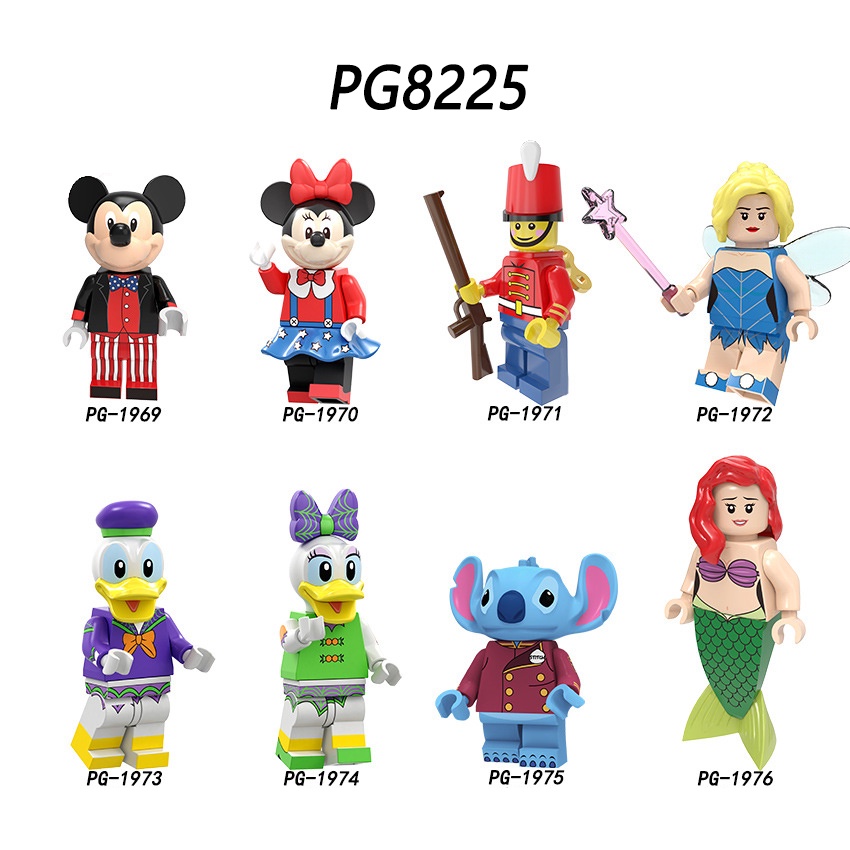 Disney Mini Angka Mickey Minnie Donald Duck Daisy The Nutcracker Karakter Kartun Stitch Mermaid Ariel Mainan Blok Bangunan