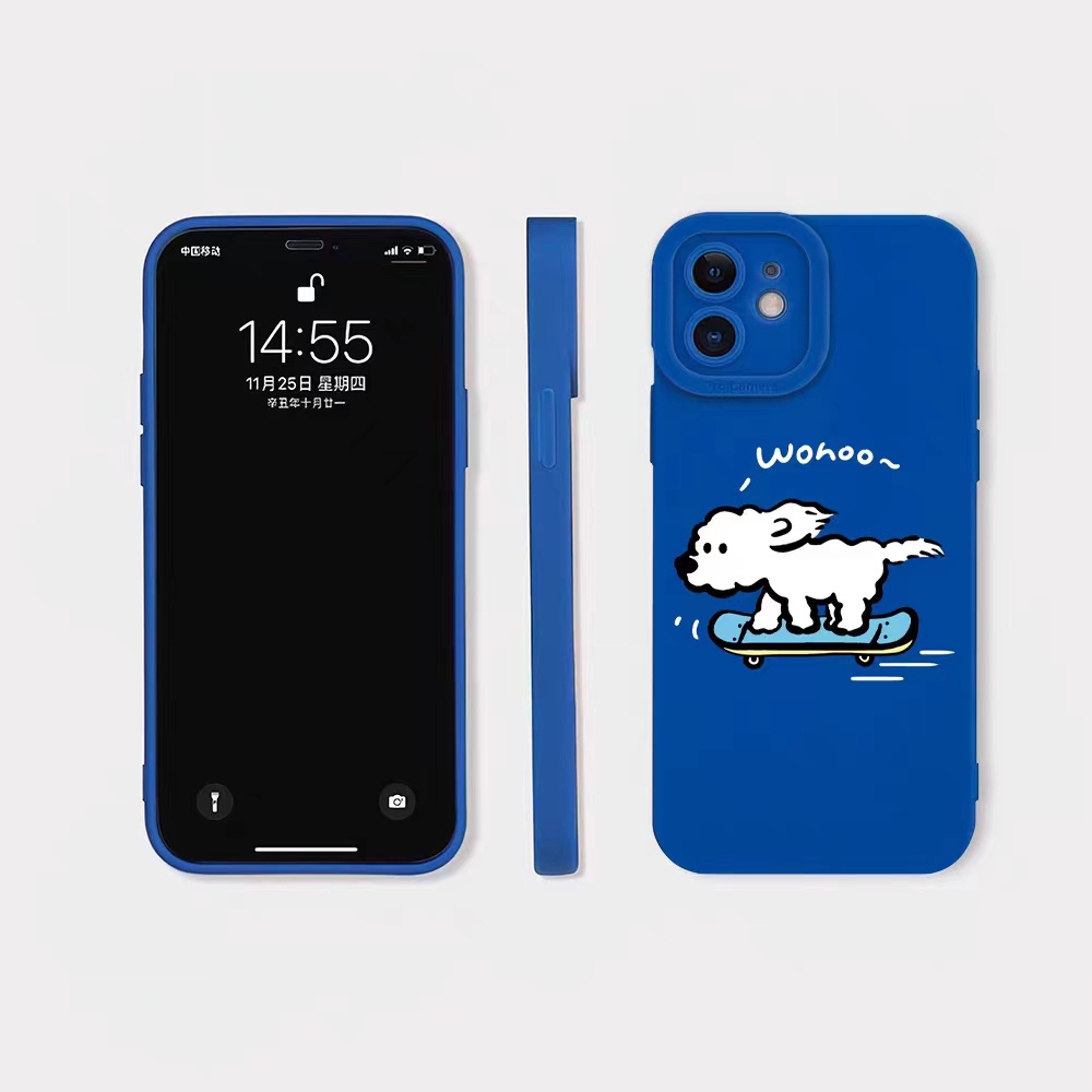 IPHONE Ins Pola Anjing Cocok Untuk Iphone14 14pro 14plus 13 13pro 13prm iPhone12 7Plus 8Plus Xr XS 13 Pro Max Empat Sudut Casing Ponsel Tahan Guncangan