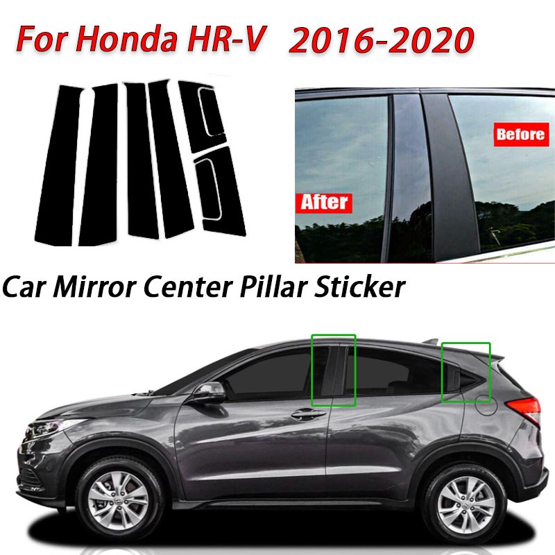 Honda HRV Hitam Glossy Jendela Pintu Mobil Kolom Tengah B C Tiang Pilar Stiker Lis Kaca Film Dekorasi Untuk HR-V 2016-2022 2023aksesoris